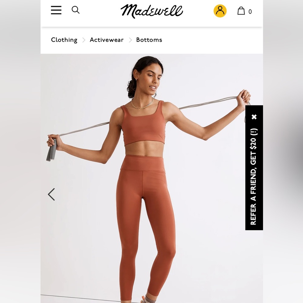 Madewell flex high rise 25" leggings in weathered brick
